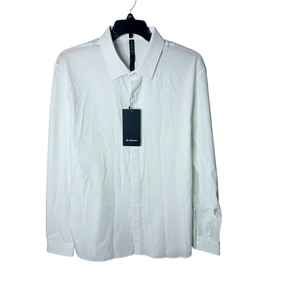 Lululemon Down to the Wire Slim Fit LS Shirt Mens XXL White New NWT
